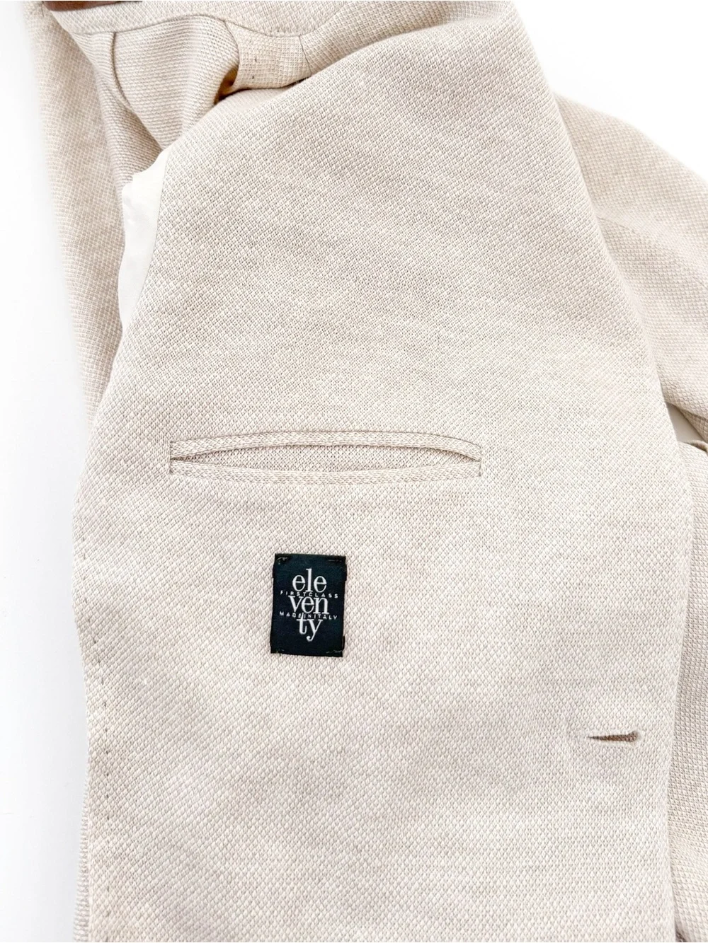 NEW Eleventy Textured Linen Blazer Men's Cream Sport Coat Unstructured 38R
